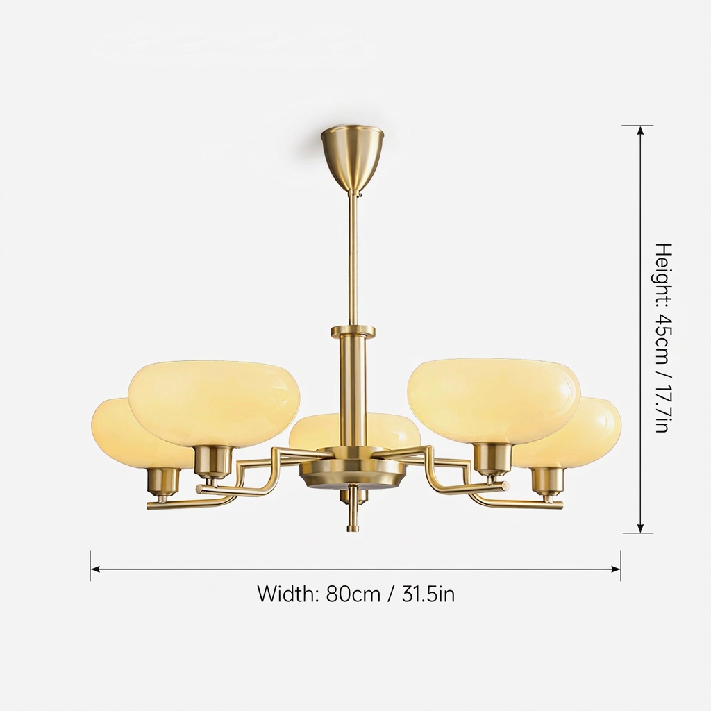 Opalune | Modern Chandelier with Opal Glass Shades | Dimmable Fixture for Dining Room