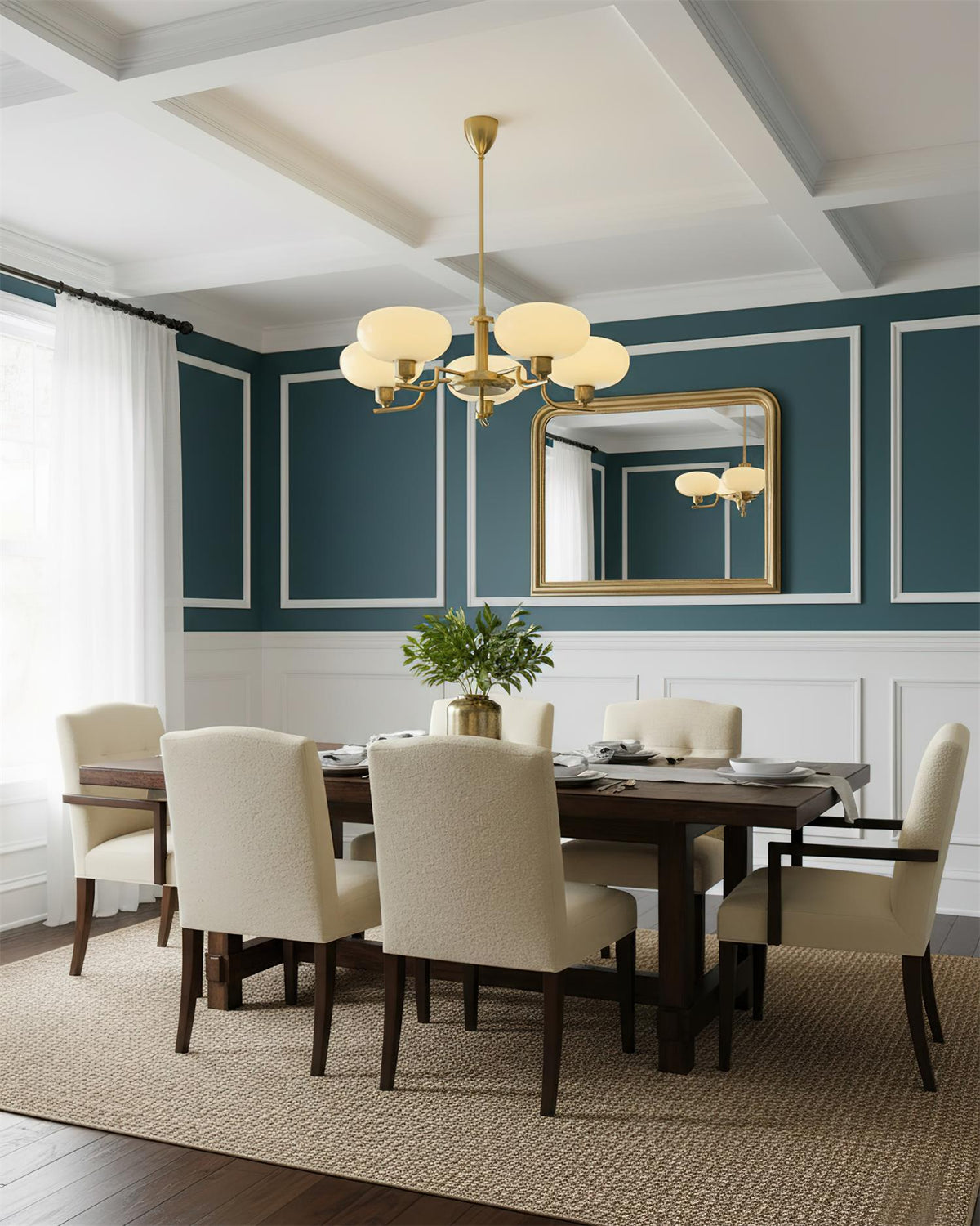 Opalune | Modern Chandelier with Opal Glass Shades | Dimmable Fixture for Dining Room