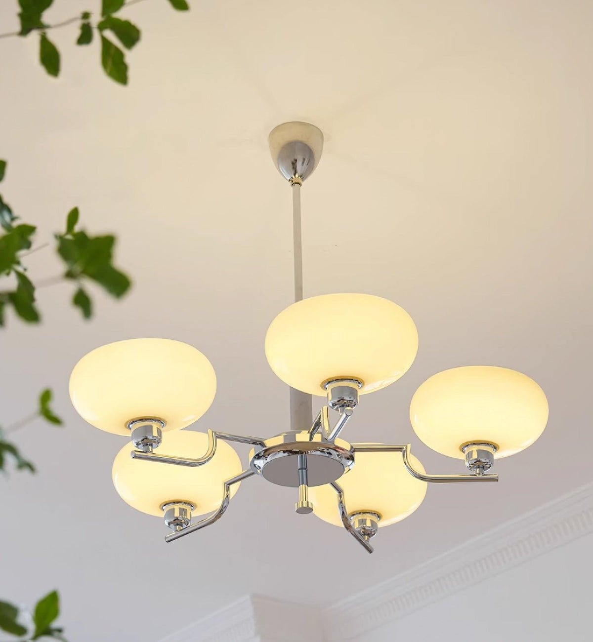 Opalune | Modern Chandelier with Opal Glass Shades | Dimmable Fixture for Dining Room