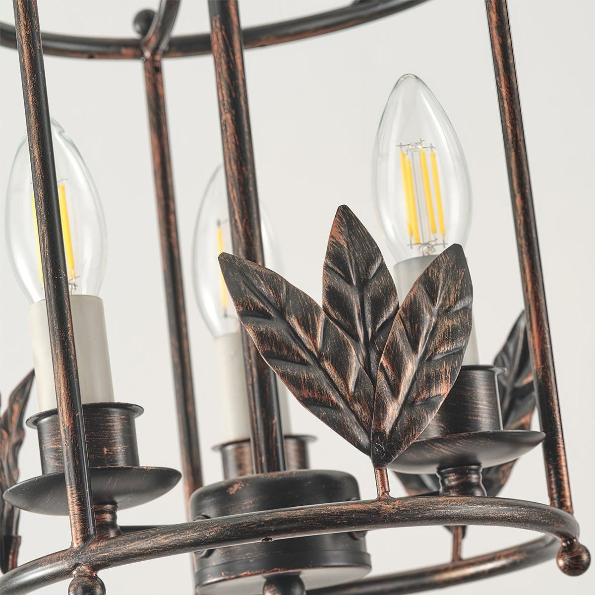 Aviary Series | Iron Lantern Pendant Light with Bird & Leaf Detail for Dining Room