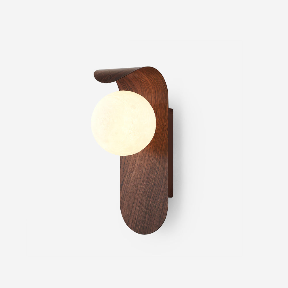 Aspen | Wood Finish Wall Sconce with Frosted Glass Globe, Dimmable Wall Lamp for Bedside