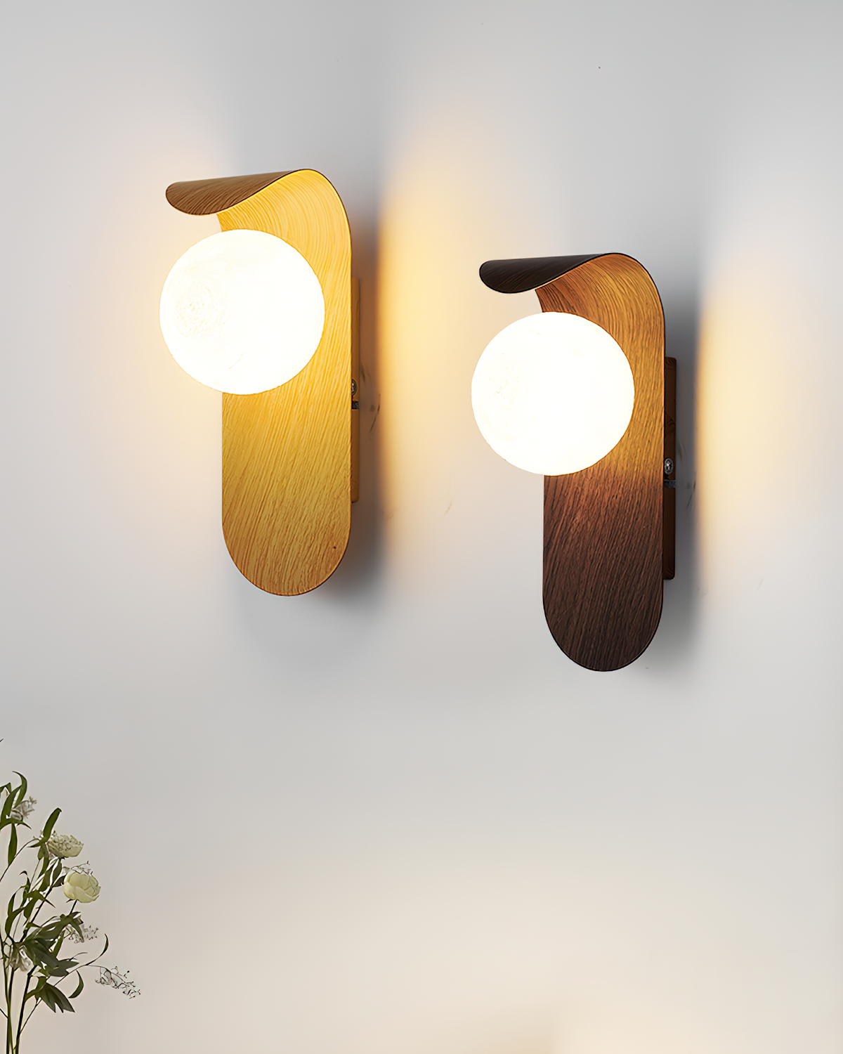 Aspen | Wood Finish Wall Sconce with Frosted Glass Globe, Dimmable Wall Lamp for Bedside