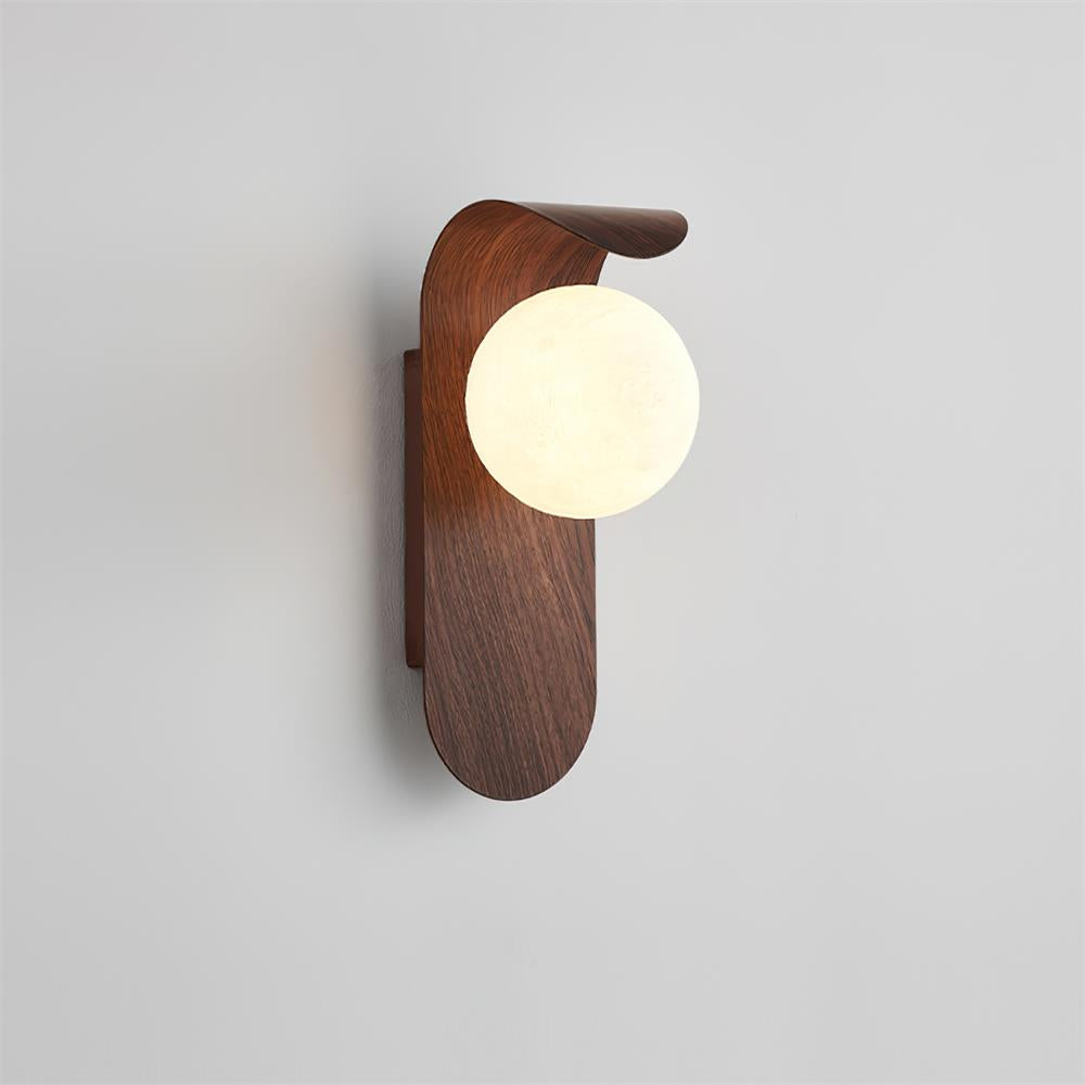 Aspen | Wood Finish Wall Sconce with Frosted Glass Globe, Dimmable Wall Lamp for Bedside