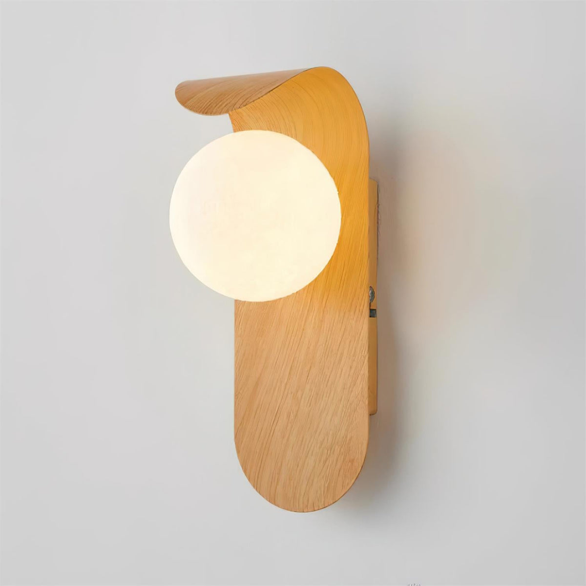 Aspen | Wood Finish Wall Sconce with Frosted Glass Globe, Dimmable Wall Lamp for Bedside