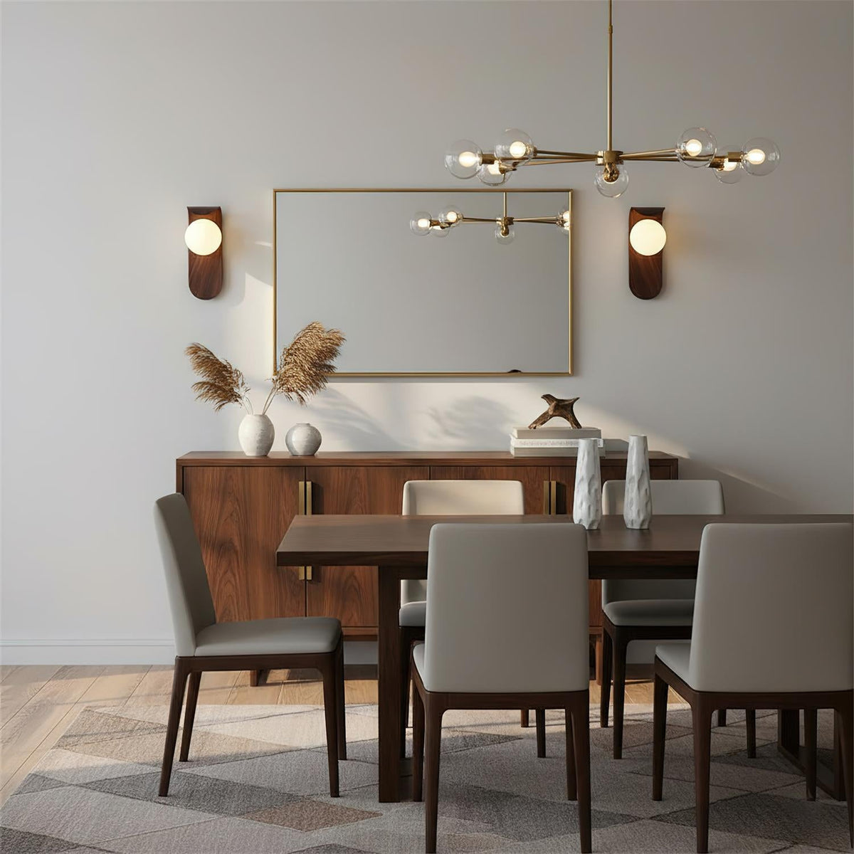 Aspen | Wood Finish Wall Sconce with Frosted Glass Globe, Dimmable Wall Lamp for Bedside