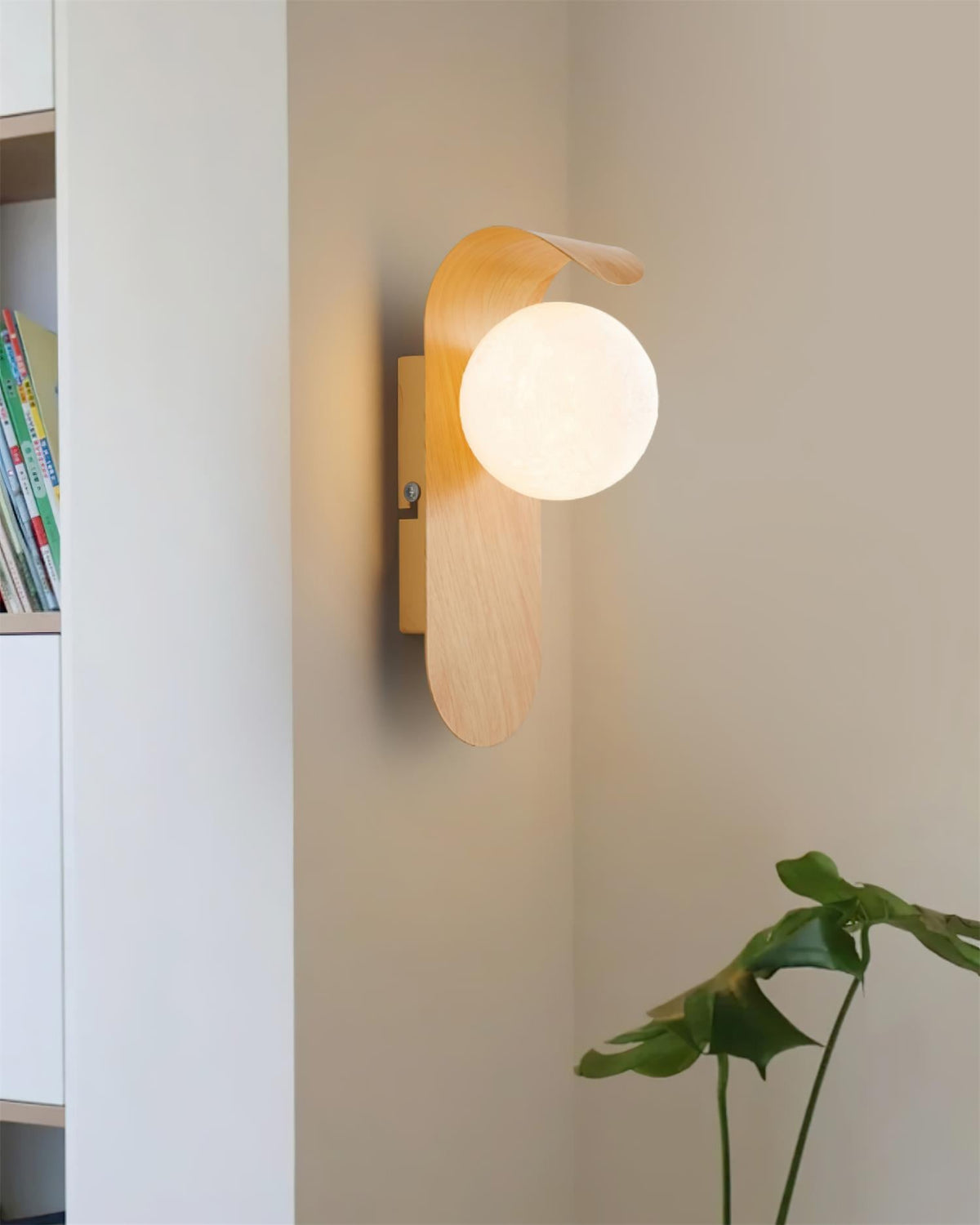 Aspen | Wood Finish Wall Sconce with Frosted Glass Globe, Dimmable Wall Lamp for Bedside