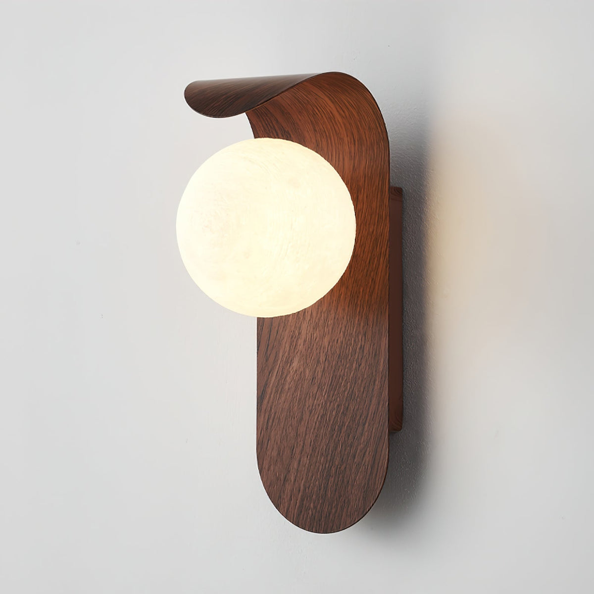Aspen | Wood Finish Wall Sconce with Frosted Glass Globe, Dimmable Wall Lamp for Bedside