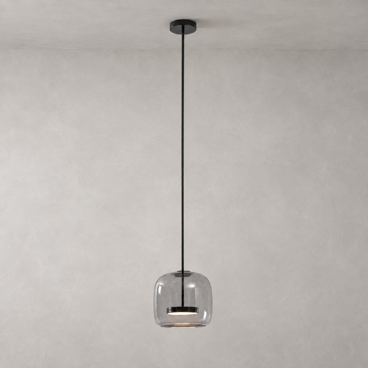 Smokara | Smoked Glass Globe Pendant Lamp with Metal Accents | Light for Kitchen Islands