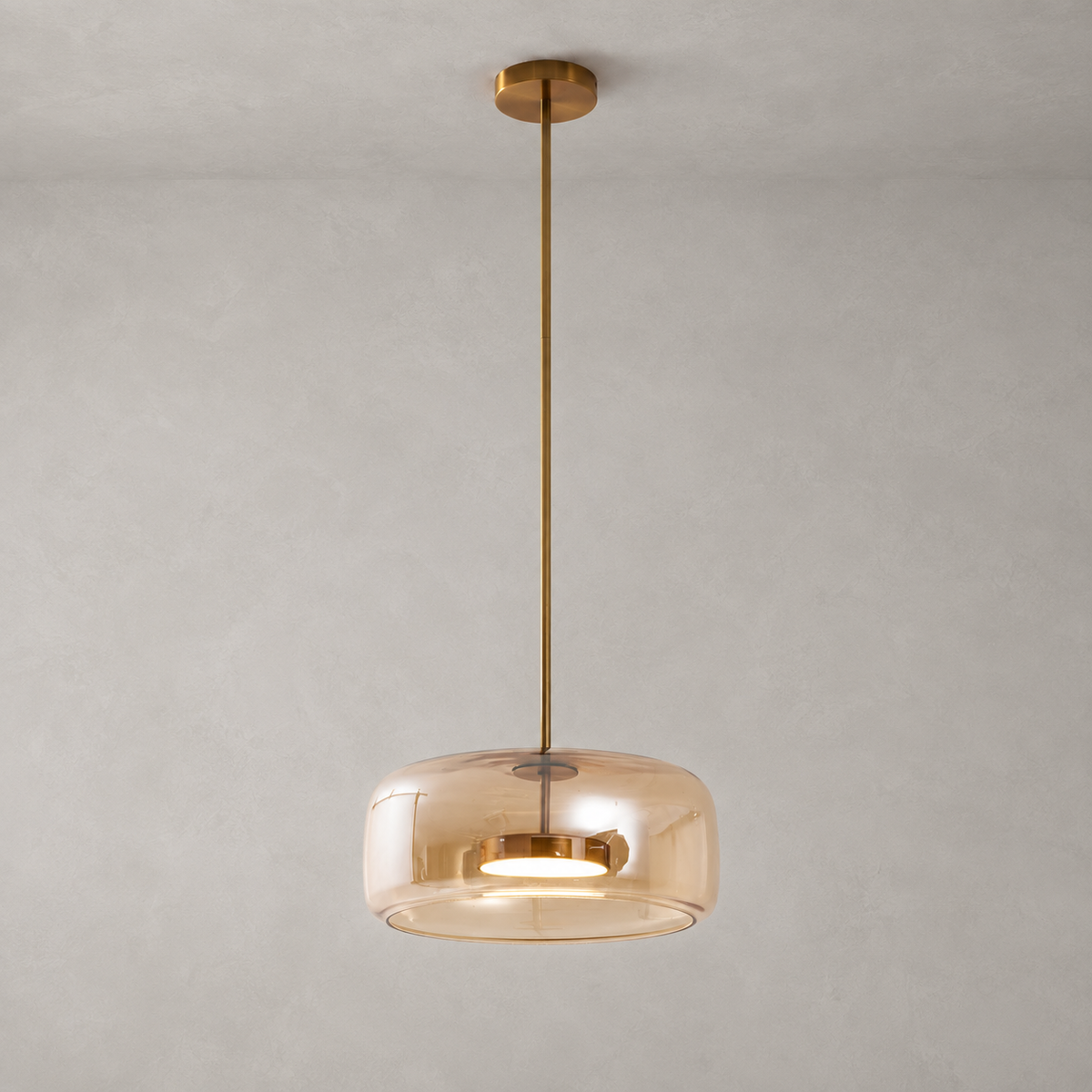 Smokara | Smoked Glass Globe Pendant Lamp with Metal Accents | Light for Kitchen Islands