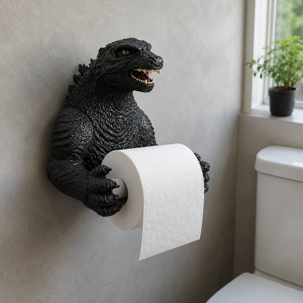 Glumkin | Monster Toilet Paper Holder with Slide-Out Bar | Resin Wall Decor for Bathroom