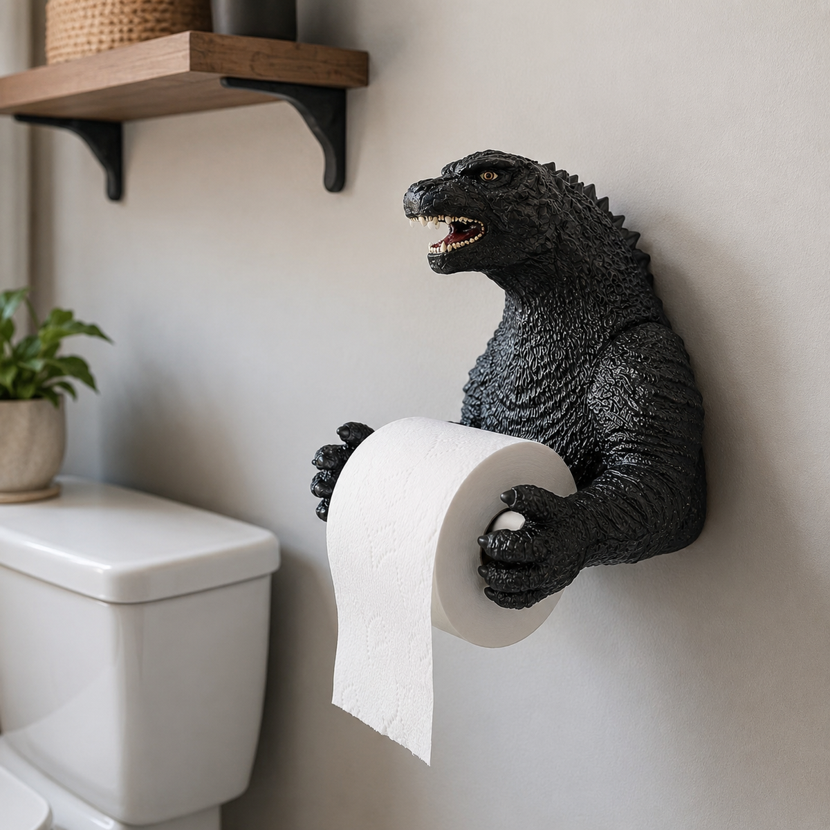 Glumkin | Monster Toilet Paper Holder with Slide-Out Bar | Resin Wall Decor for Bathroom
