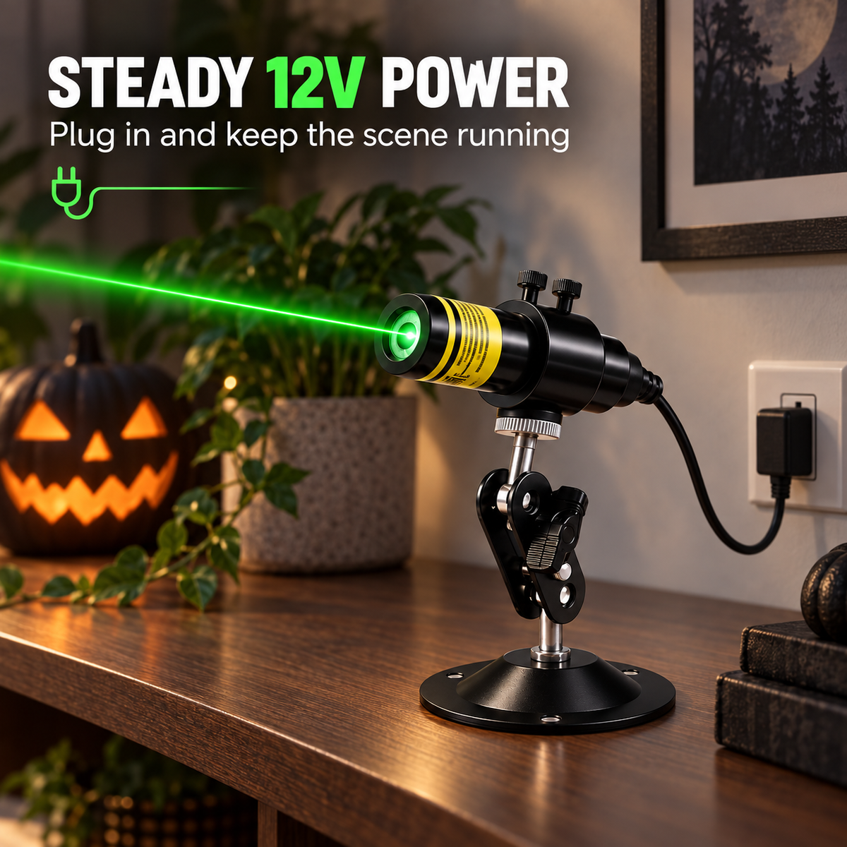 Mirevoid | Halloween Laser Line Light with Focusable Lens | 12V Plug-In for Fog Effects