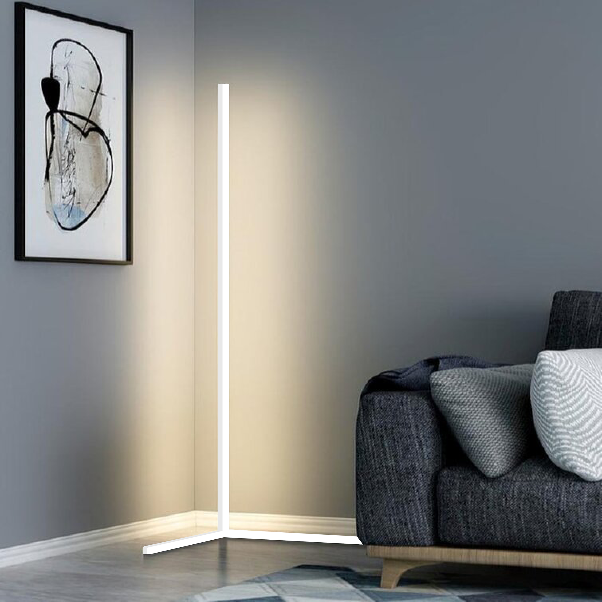 LED Corner Floor Lamp RGB Dimmable Modern Standing Lamp with Remote