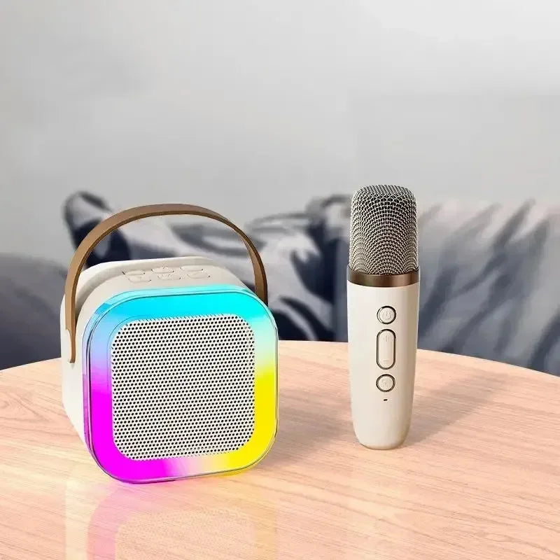Portable Bluetooth Karaoke Speaker with 2 Wireless Mics & LED Lights Party System