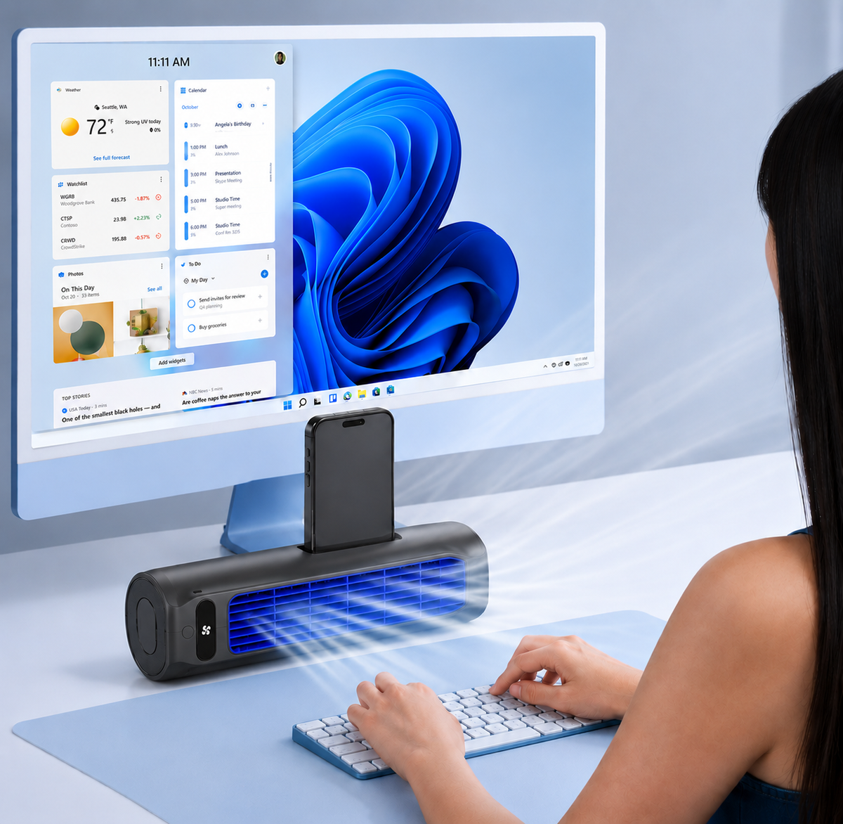 Breezonic | Portable Bladeless Air Cooler with 2000 mAh Battery - Quiet Cordless Cooling