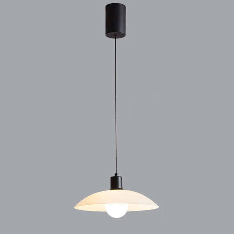 Minimalist White Glass Disc Pendant Light Modern Ceiling Lamp