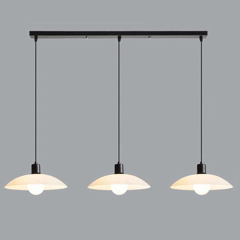 Minimalist White Glass Disc Pendant Light Modern Ceiling Lamp