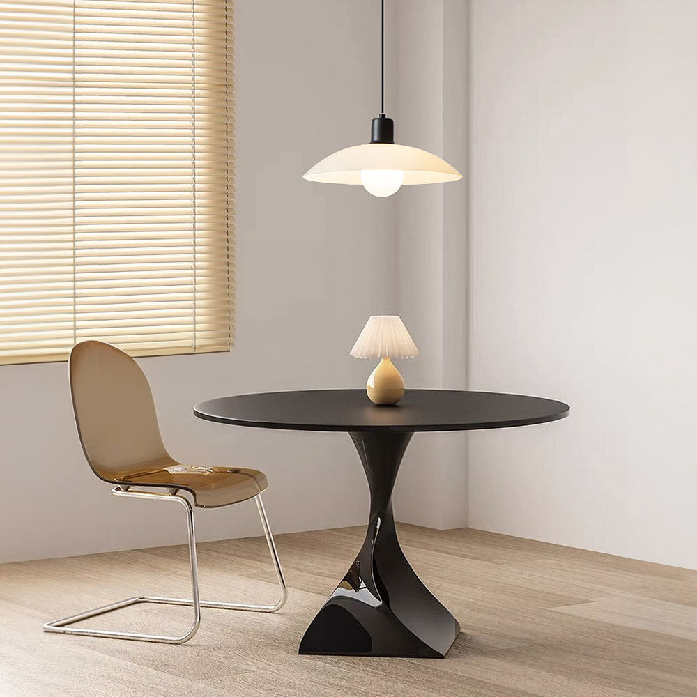 Minimalist White Glass Disc Pendant Light Modern Ceiling Lamp