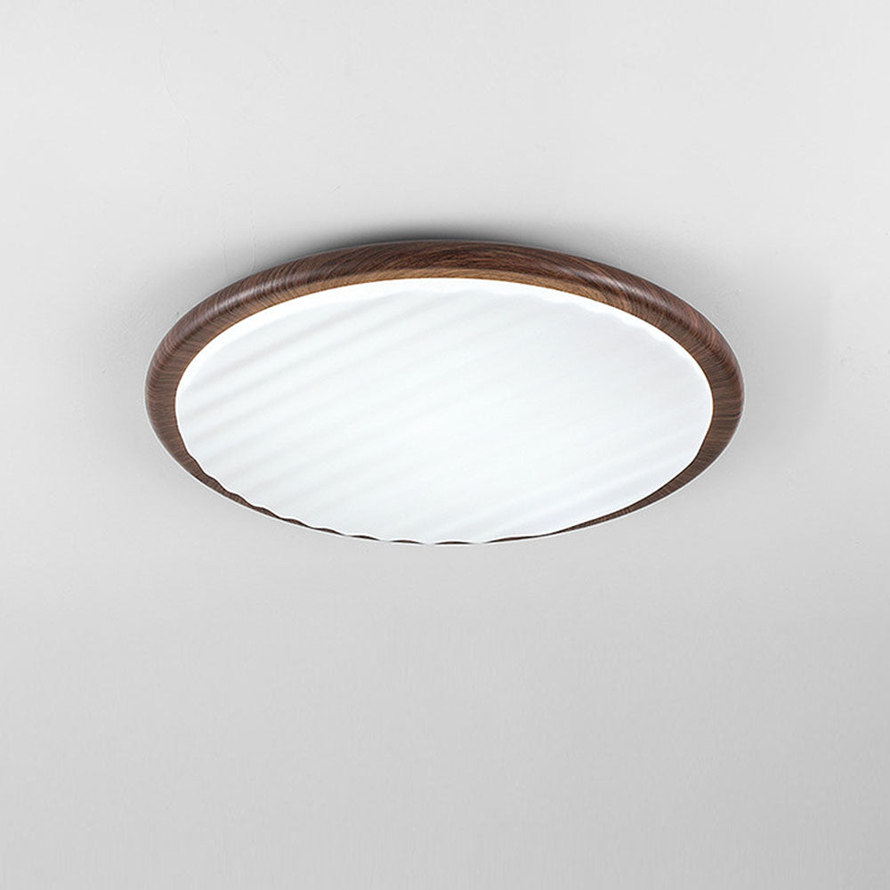 Wood LED Ceiling Light Round Wooden Flush Mount Lamp