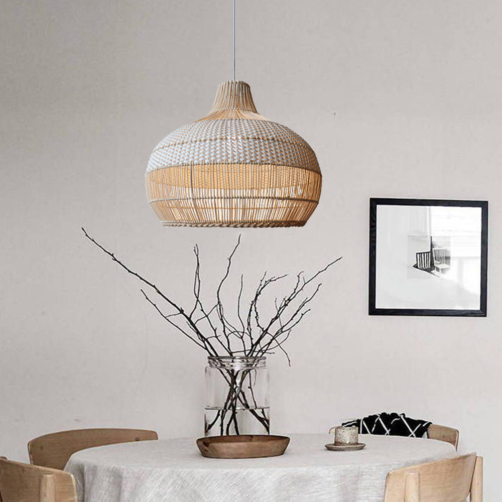Handwoven Rattan Pendant Light Natural Wicker Ceiling Lamp