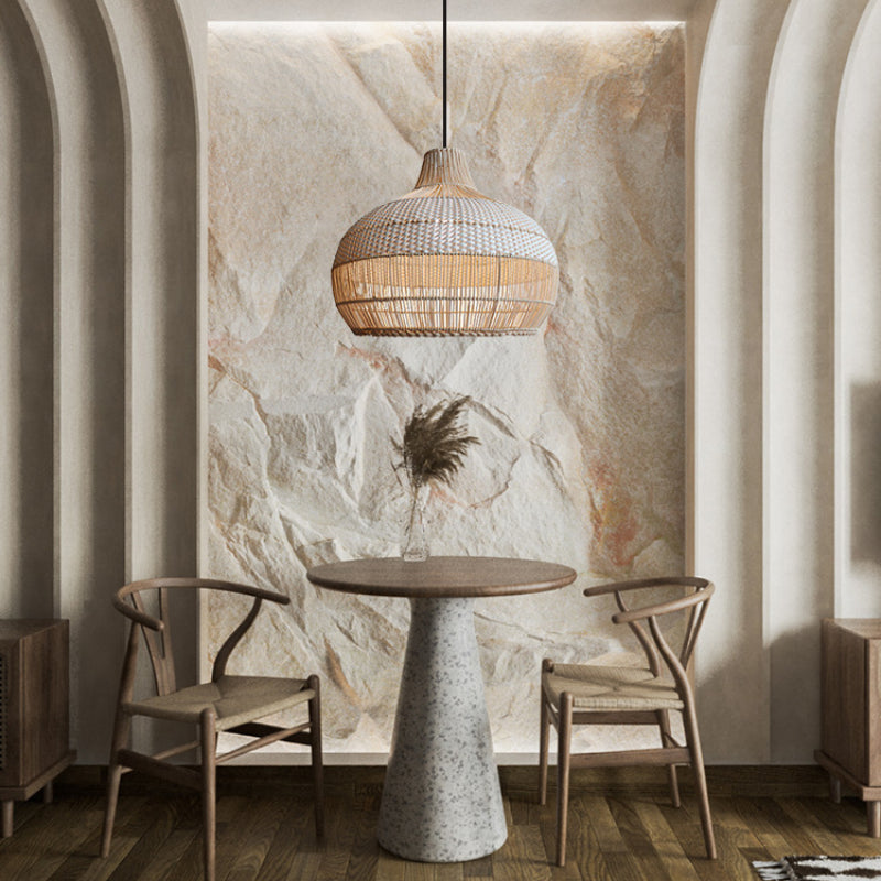 Handwoven Rattan Pendant Light Natural Wicker Ceiling Lamp