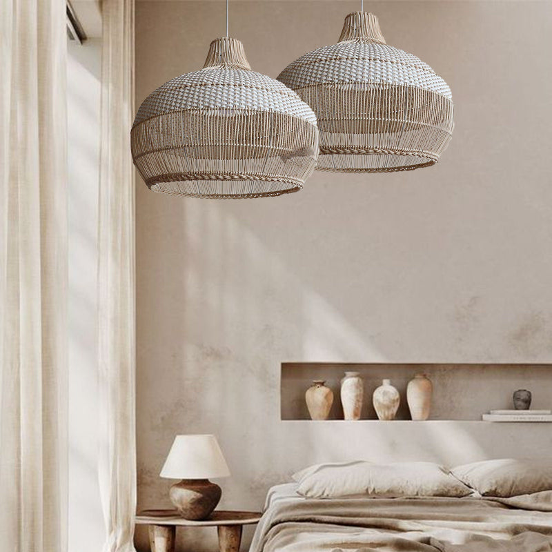 Handwoven Rattan Pendant Light Natural Wicker Ceiling Lamp