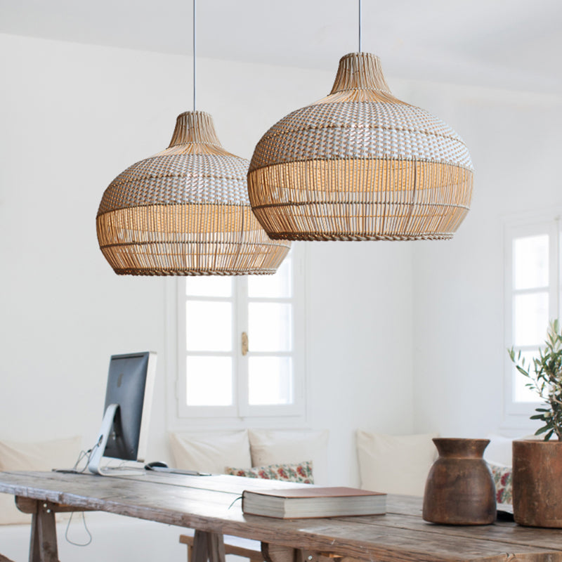 Handwoven Rattan Pendant Light Natural Wicker Ceiling Lamp