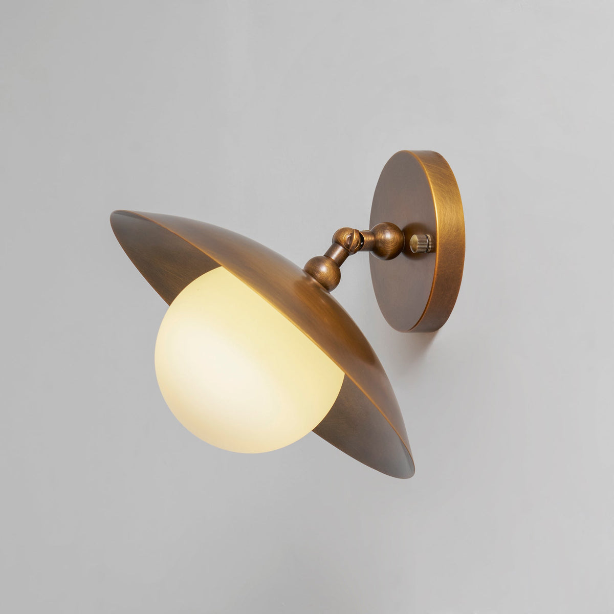 Brass Dome Semi-Flush Ceiling Lamp with Alabaster Shade | Mid-Century Light