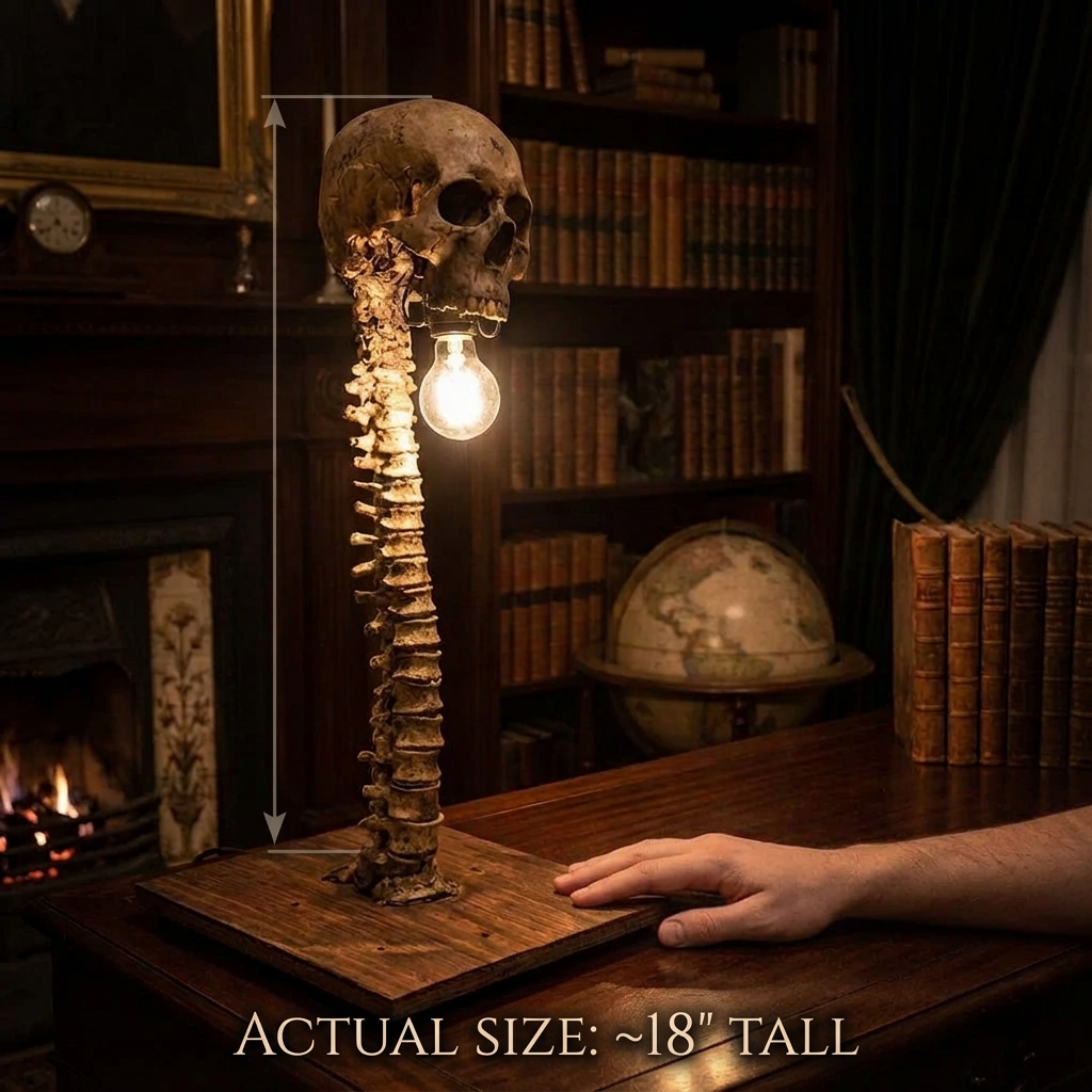 Decorative Skull Table Lamp with Warm LED Glow | Gothic Accent Light