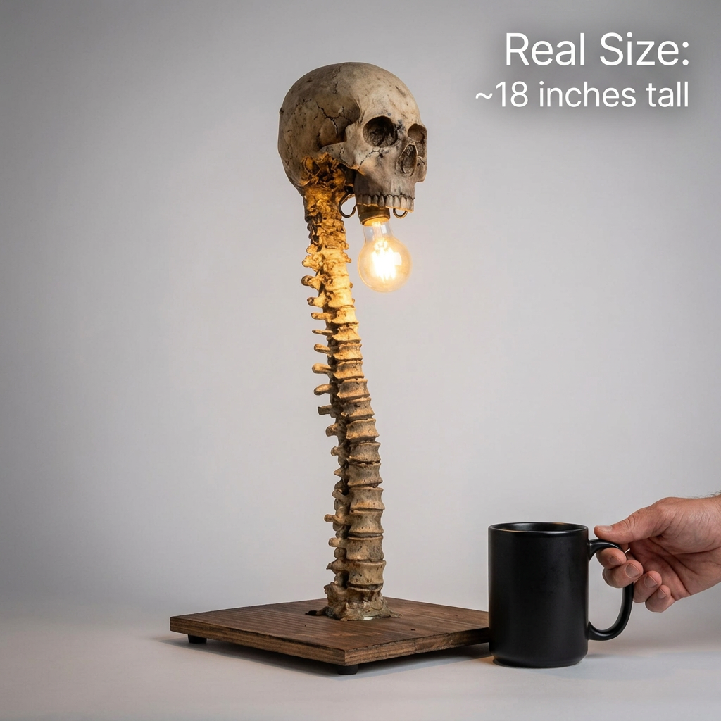Decorative Skull Table Lamp with Warm LED Glow | Gothic Accent Light