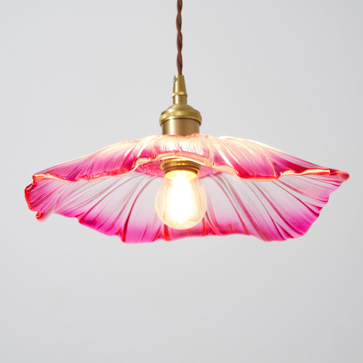 Posy | Plug In Pendant Light with Flower Glass Shade | Dimmable Hanging Lamp for Bedroom