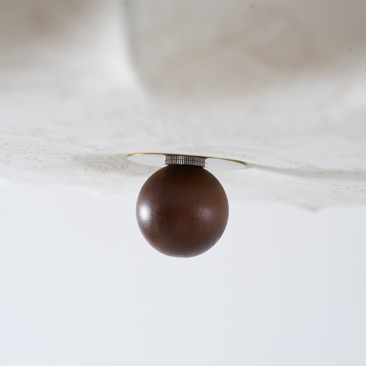 Rosa | Flush Mount LED Ceiling Light with Floral Fabric Shade, Walnut Canopy for Bedroom