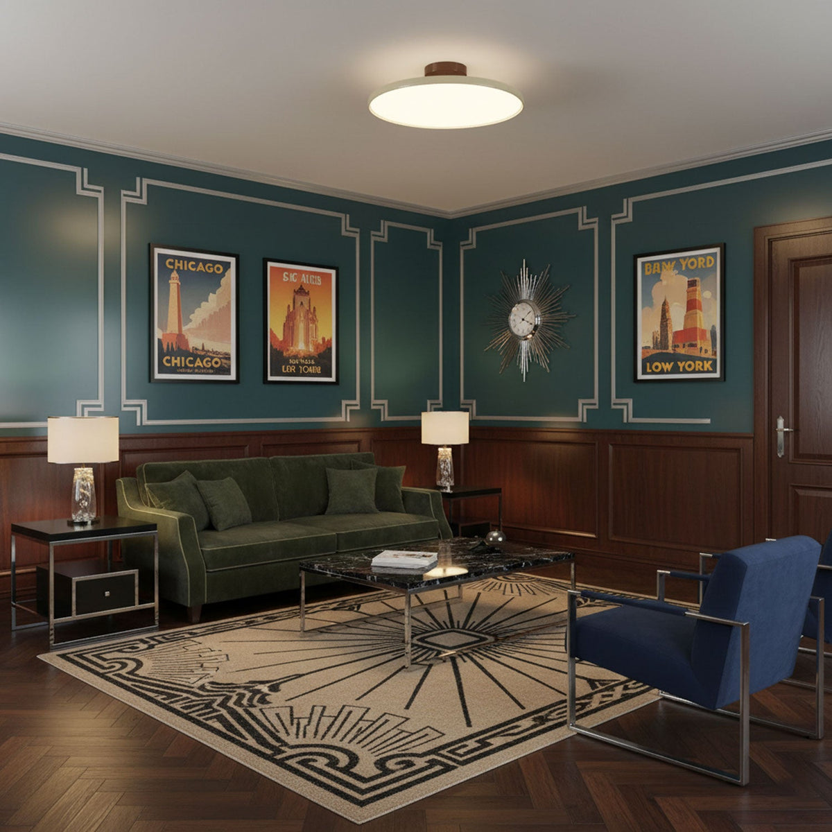 Auroradrift | Modern LED Ceiling Lamp with 270° Swivel Shade | Light for Sloped Ceilings