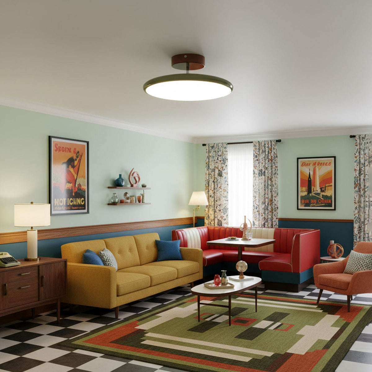 Auroradrift | Modern LED Ceiling Lamp with 270° Swivel Shade | Light for Sloped Ceilings