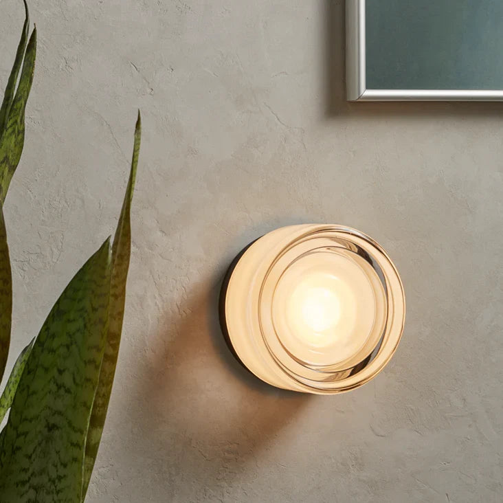 Textured Acrylic Wall Sconce with Dimmable LED Option | Dimple or Ripple Shade Light