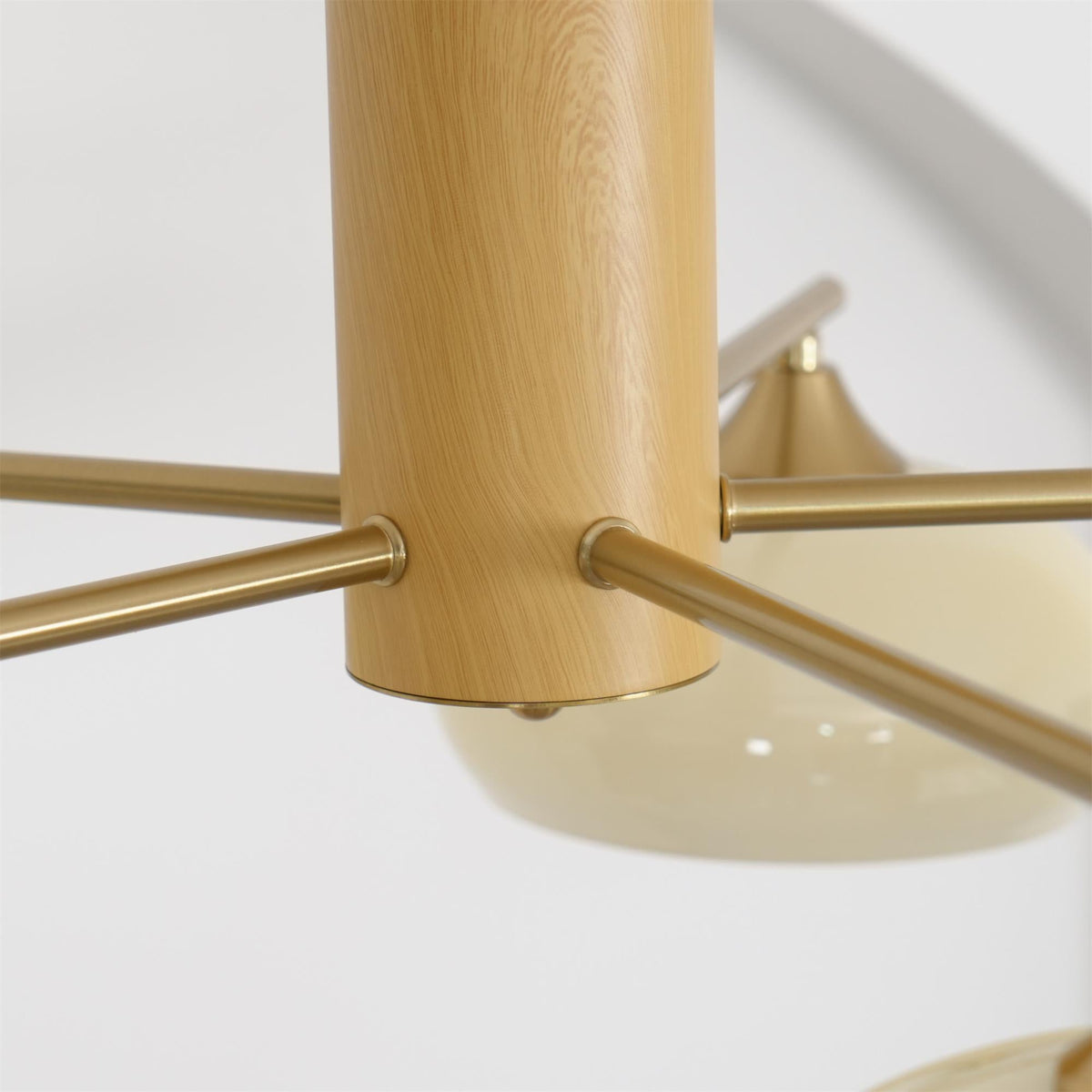 Elliptical Glass Globe Chandelier with Brass Arms | Dining Table Light Fixture