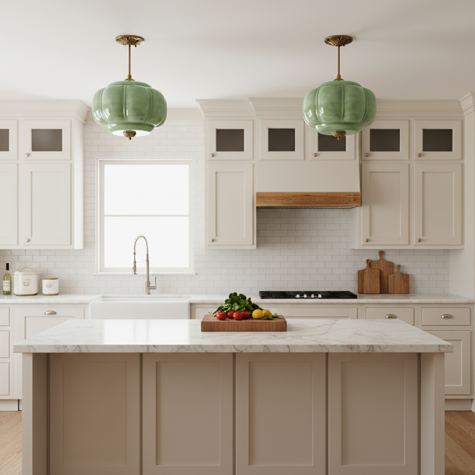 Jadeira | Jade Glass Ceiling Light with Brass Fittings | Dimmable Entryway Light Fixture