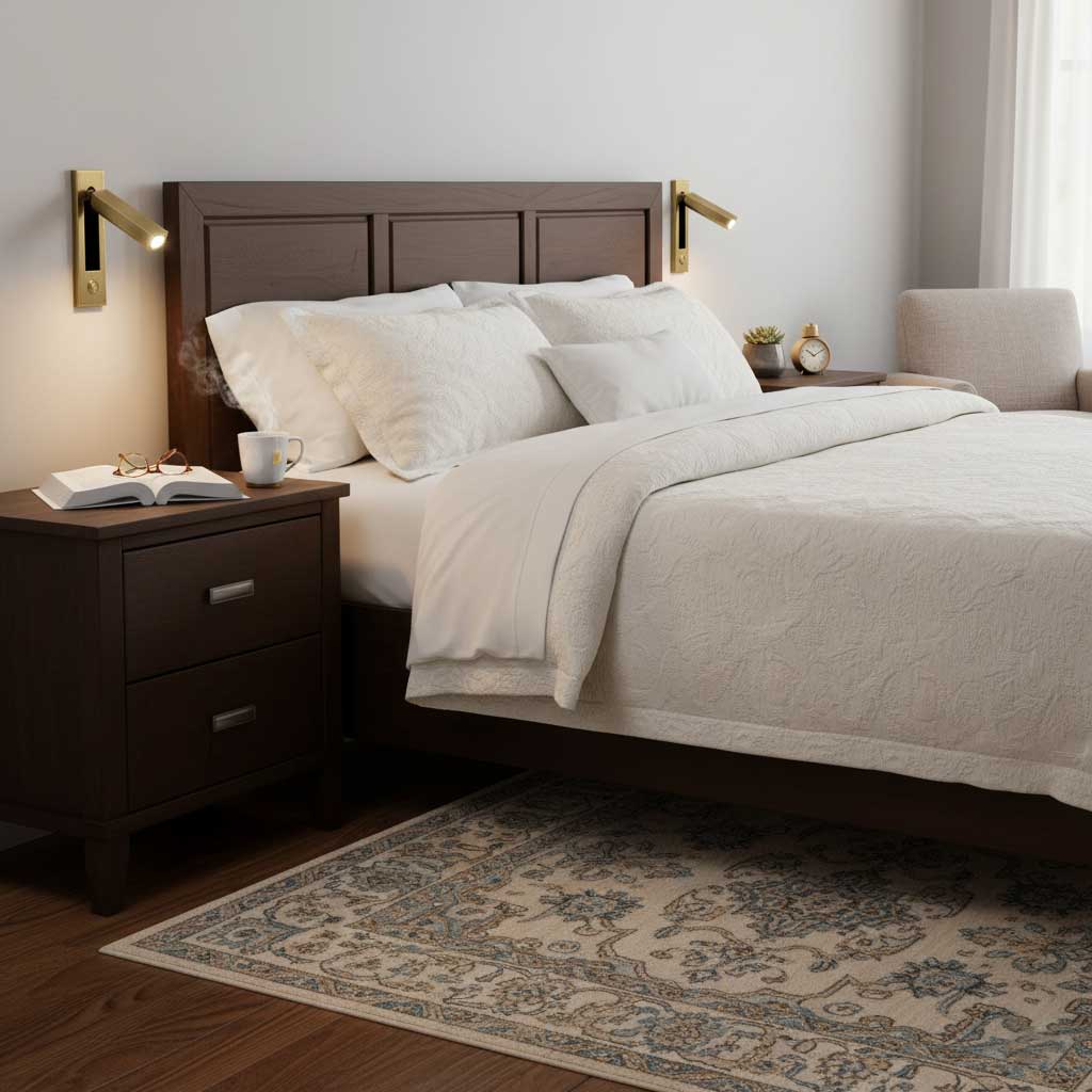Nocturnis | Recessed LED Bedside Sconce with Adjustable Head | Reading Light for Bedroom