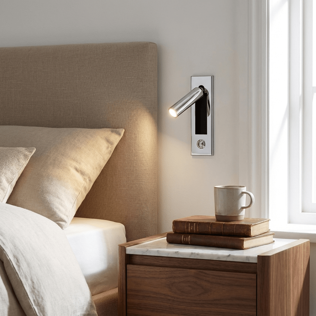 Nocturnis | Recessed LED Bedside Sconce with Adjustable Head | Reading Light for Bedroom