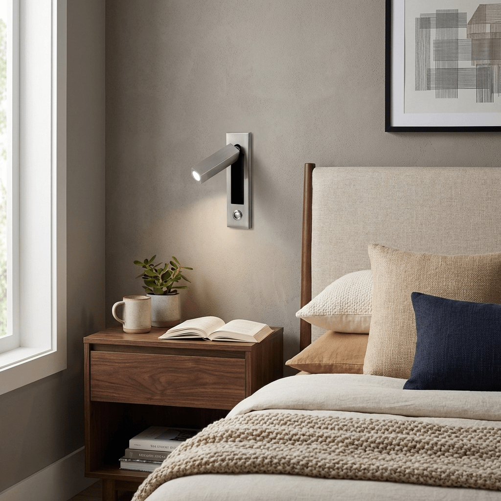 Nocturnis | Recessed LED Bedside Sconce with Adjustable Head | Reading Light for Bedroom