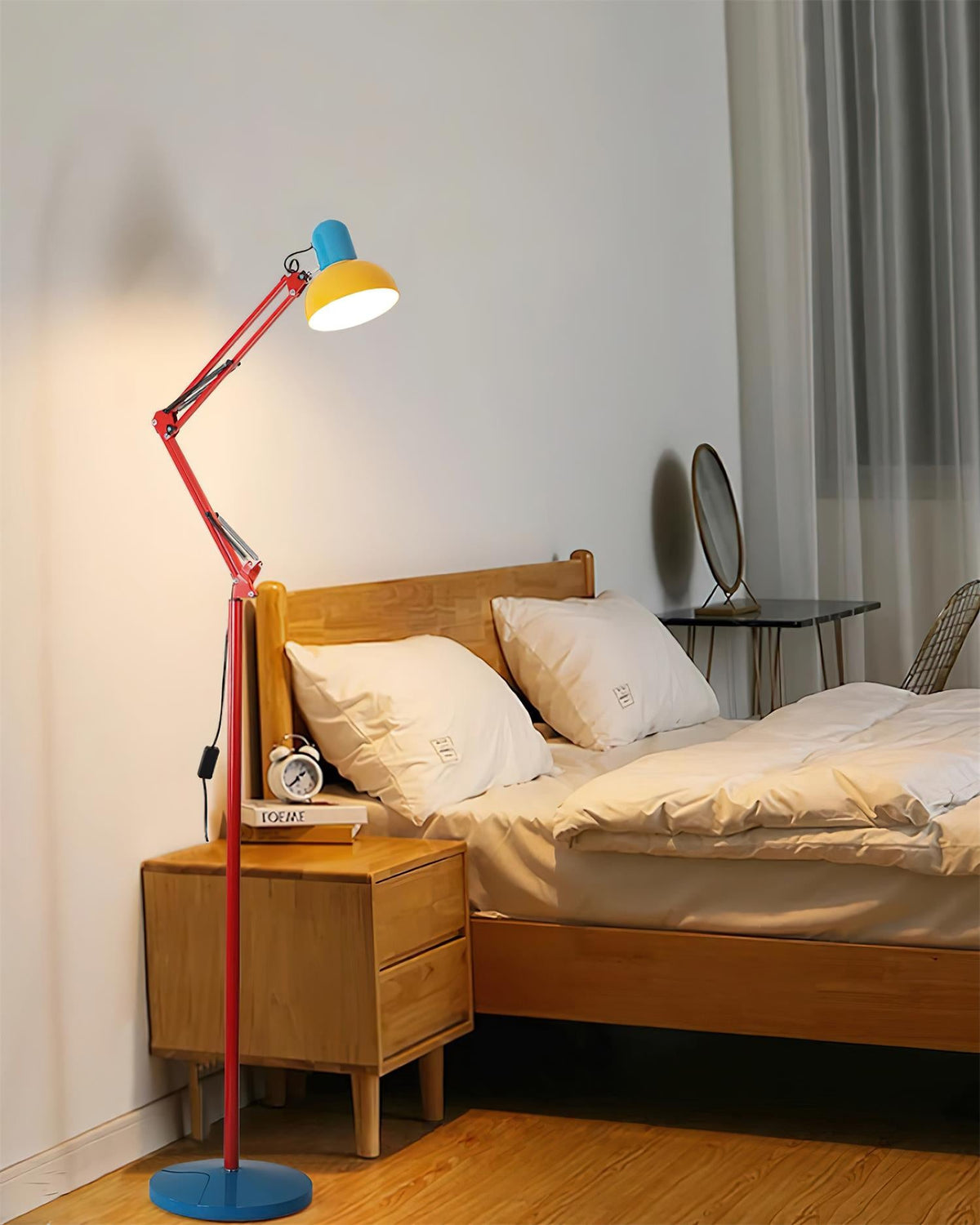 Memphis Style Arc Floor Lamp with Adjustable Arm | Bold Color Block Light