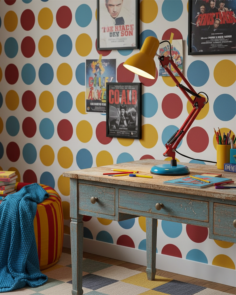 Primo | Memphis Style Adjustable Arm Table Lamp with Color Block Design for Desk Reading