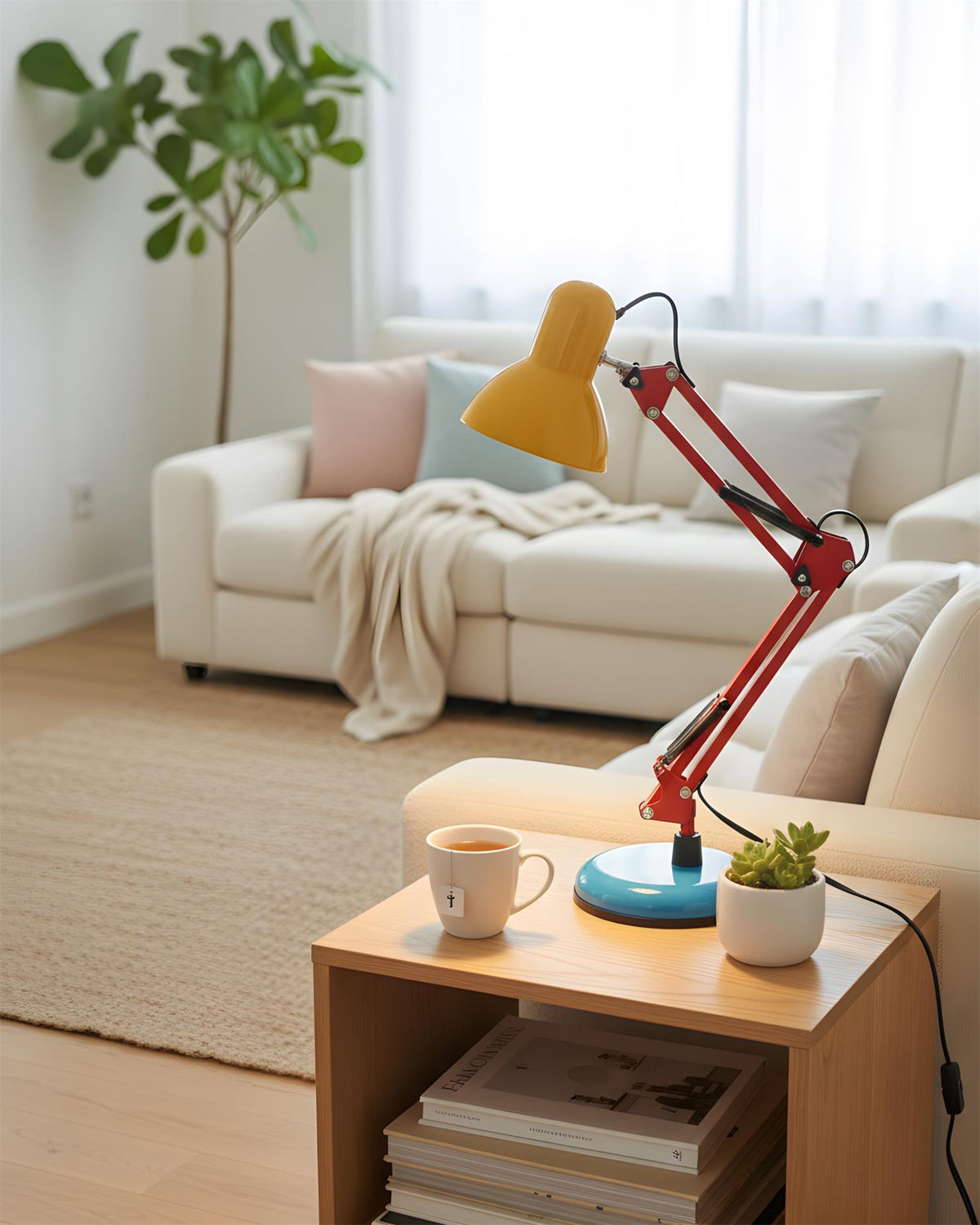 Primo | Memphis Style Adjustable Arm Table Lamp with Color Block Design for Desk Reading