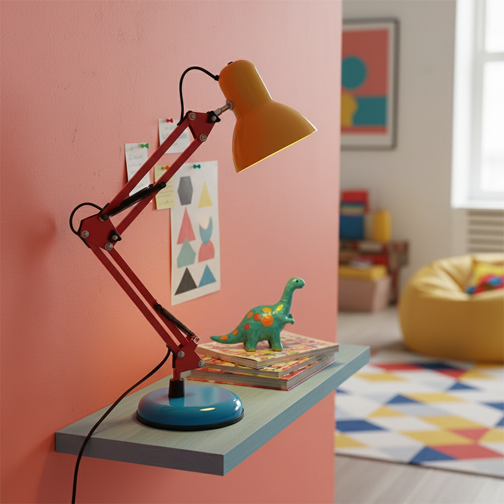 Primo | Memphis Style Adjustable Arm Table Lamp with Color Block Design for Desk Reading