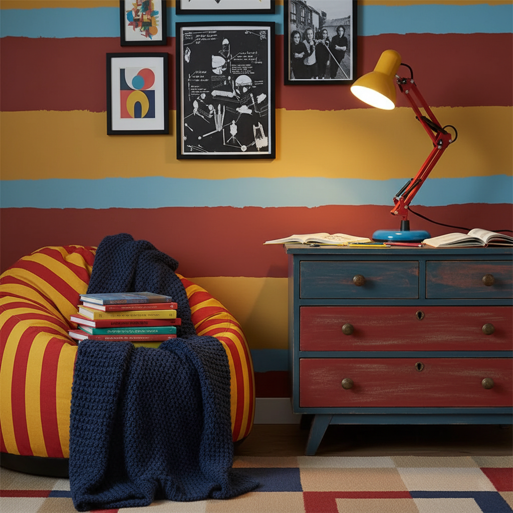 Primo | Memphis Style Adjustable Arm Table Lamp with Color Block Design for Desk Reading