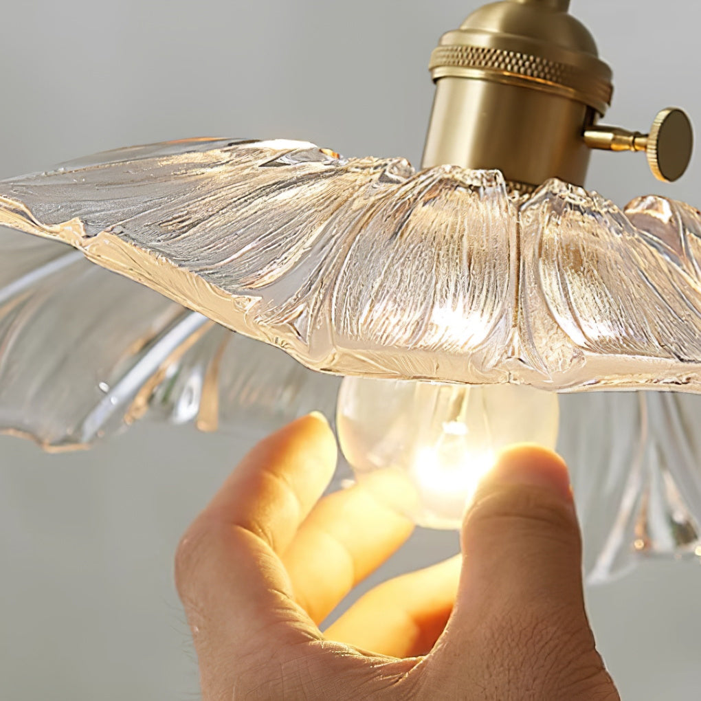 Posy | Plug In Pendant Light with Flower Glass Shade | Dimmable Hanging Lamp for Bedroom