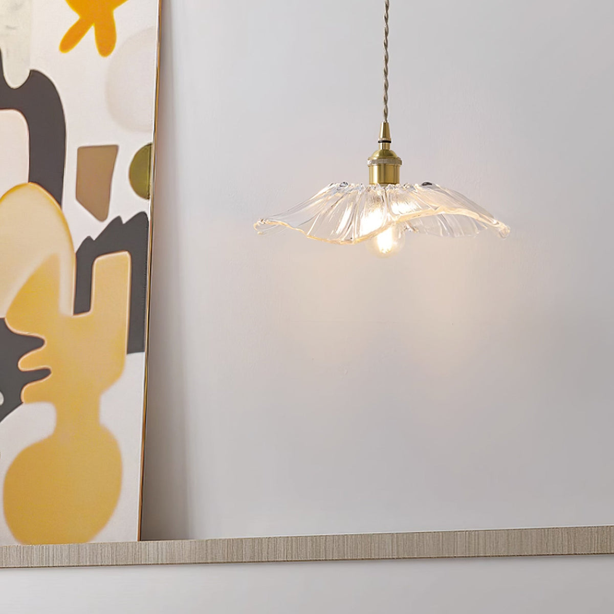 Posy | Plug In Pendant Light with Flower Glass Shade | Dimmable Hanging Lamp for Bedroom