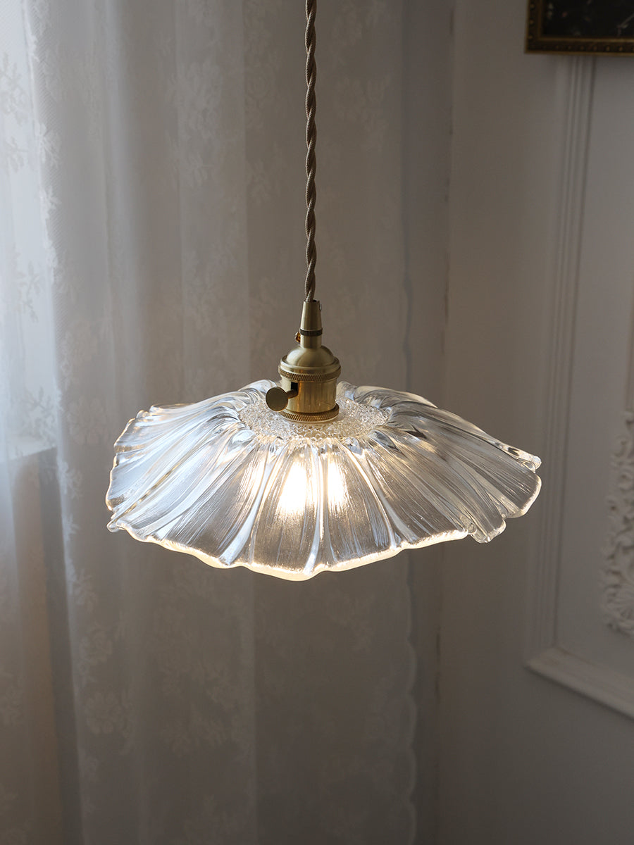 Posy | Plug In Pendant Light with Flower Glass Shade | Dimmable Hanging Lamp for Bedroom