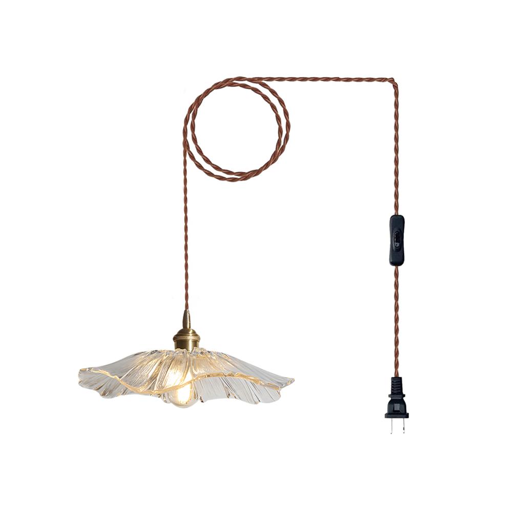 Posy | Plug In Pendant Light with Flower Glass Shade | Dimmable Hanging Lamp for Bedroom
