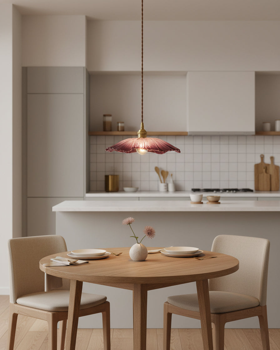 Posy | Plug In Pendant Light with Flower Glass Shade | Dimmable Hanging Lamp for Bedroom